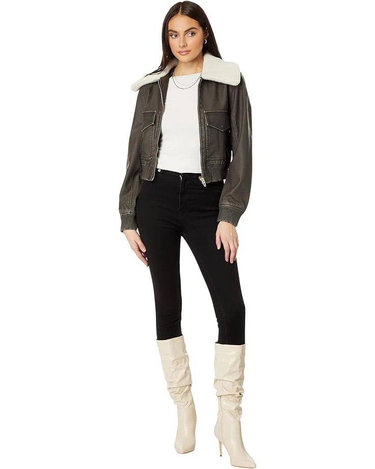 Blank NYC Leather Bomber with Sherpa Collar | Coats & Outerwear - Image 4