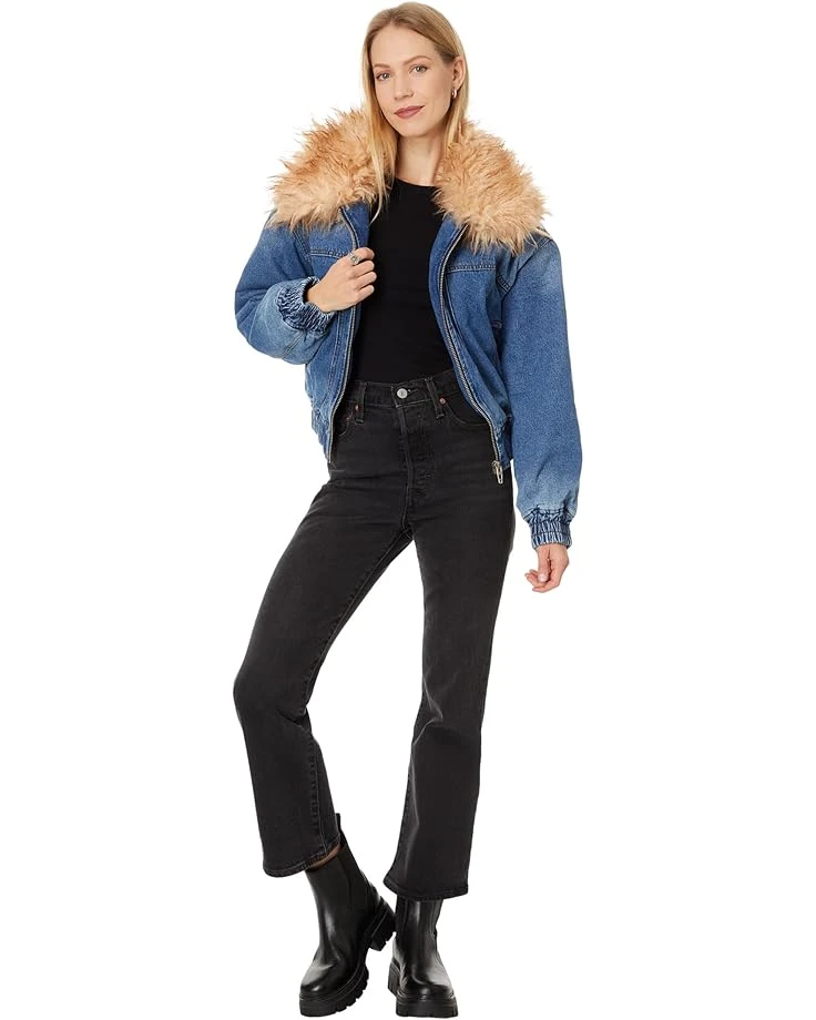 Blank NYC Denim Bomber Jacket With Faux Fur Collar | Coats & Outerwear - Image 4