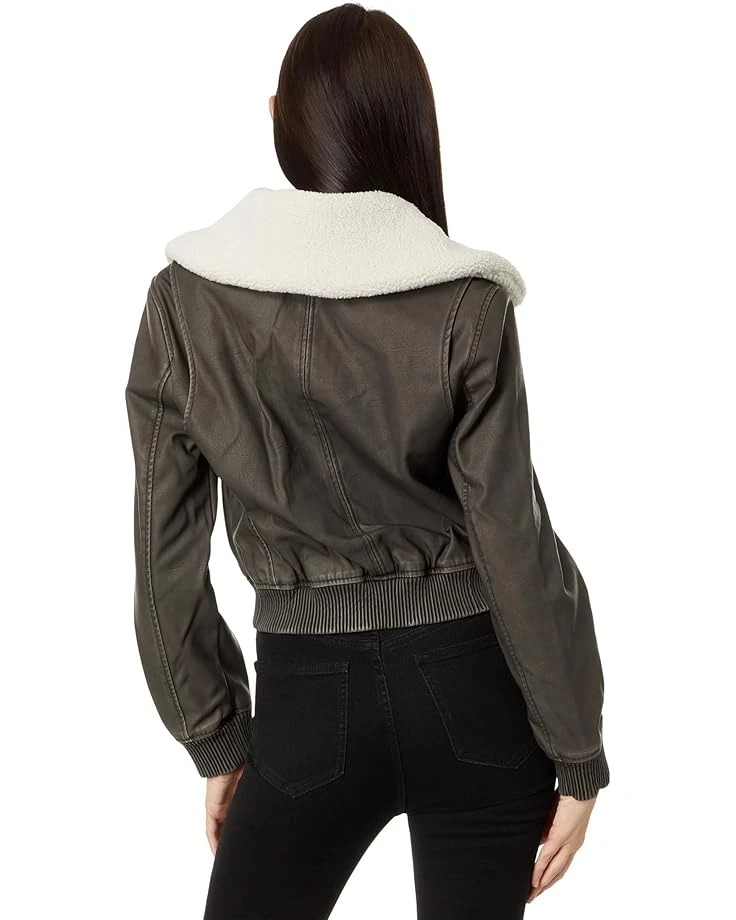 Blank NYC Leather Bomber with Sherpa Collar | Coats & Outerwear - Image 2
