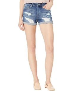 Blank NYC The Fulton High-Rise Denim Roll Up Shorts in Drastic Action