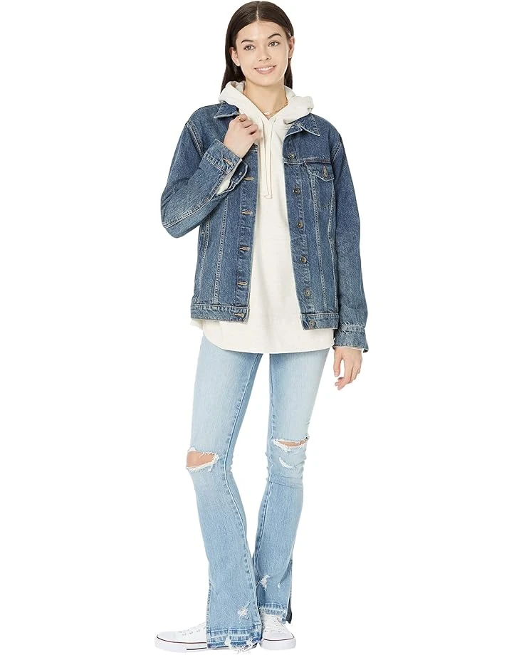 Blank NYC Hoyt Mini Boot Denim Jeans with Ripped Knees and Side Slit Released Hem in Blue - Image 4