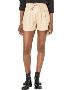 Blank NYC Leather High-Rise Shorts in Deep Energy