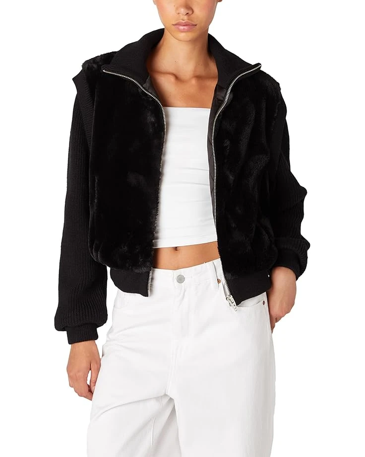 Blank NYC Faux Fur Sweater Detail Bomber Jacket | Coats & Outerwear