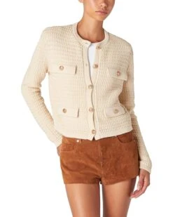 Blank NYC Cropped Cardigan Sweater With Gold Buttons | Sweaters