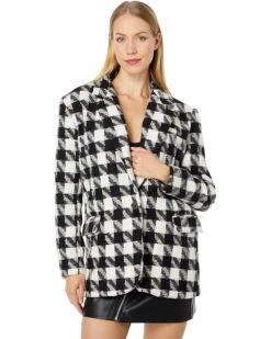 Blank NYC Oversized Houdstooth Print Blazer in Secret Rhythm | Coats & Outerwear