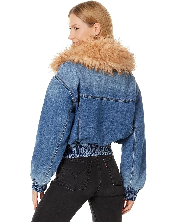Blank NYC Denim Bomber Jacket With Faux Fur Collar | Coats & Outerwear - Image 2