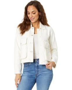 Blank NYC Ecru Cropped Punch Hole Shirt Jacket with Pockets | Coats & Outerwear