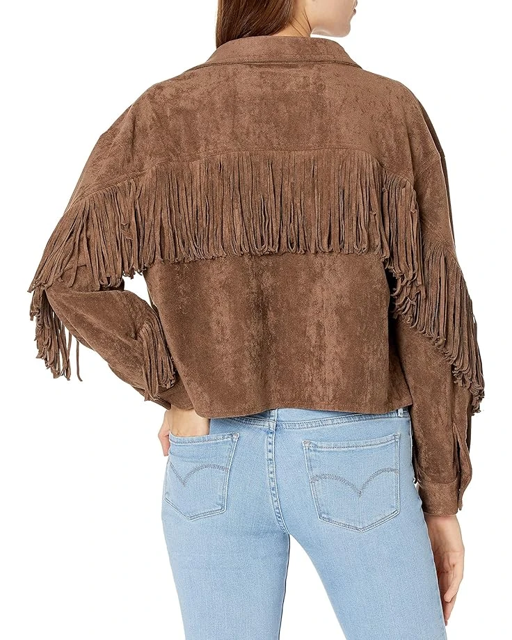 Blank NYC Faux Suede Fringe Shirt Jacket in Hot Cocoa | Coats & Outerwear - Image 2