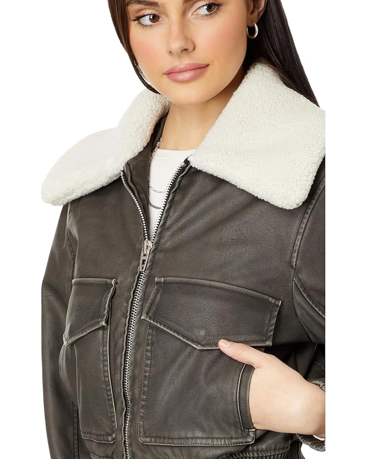 Blank NYC Leather Bomber with Sherpa Collar | Coats & Outerwear - Image 3